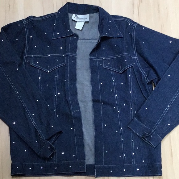 Vintage Rhinestone Studded Western Style Blue Jean Jacket Size Small - Picture 2 of 10
